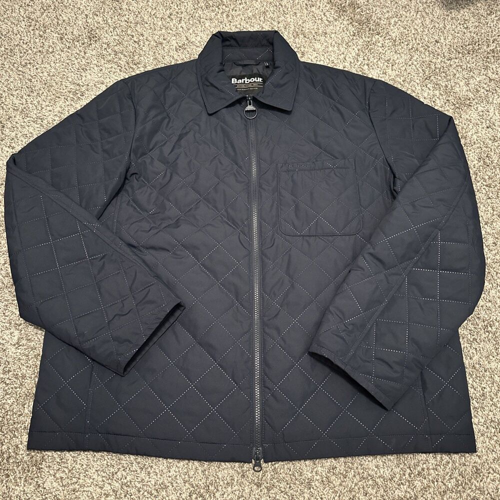 Barbour Filey Ultralight Diamond Quilted Zip Jacket Navy Blue - Men's Size XL